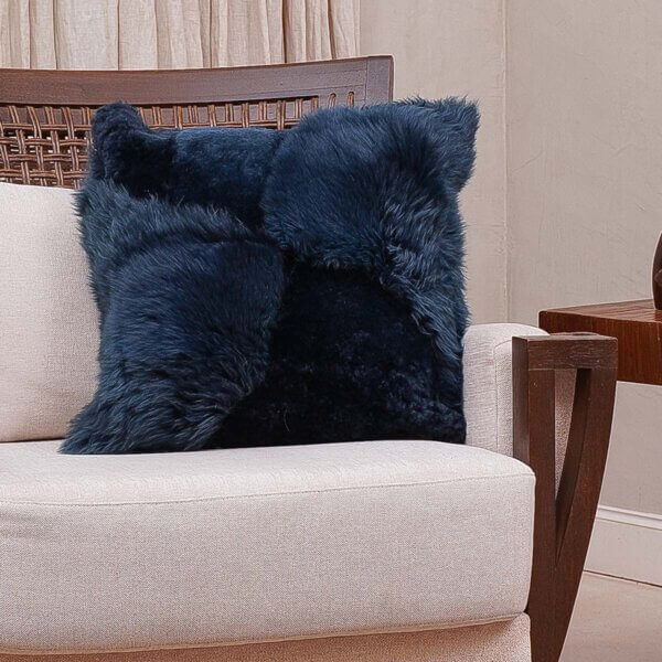 Almohadon Decorativo De Cuero De Oveja - 50 x 50 cm