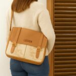 Bolso Morral de Cuero Vacuno Doble Bolsillo