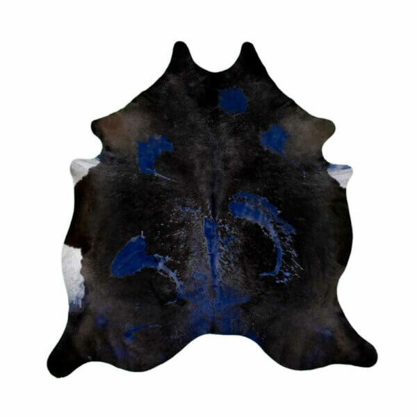 Cuero Vacuno Vintage Splash Azul Negro Large -  SALE - 2,15m x 2,40m