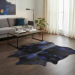 Cuero Vacuno Vintage Splash Azul Negro Large -  SALE - 2,10m x 2,30m - Imagen 2